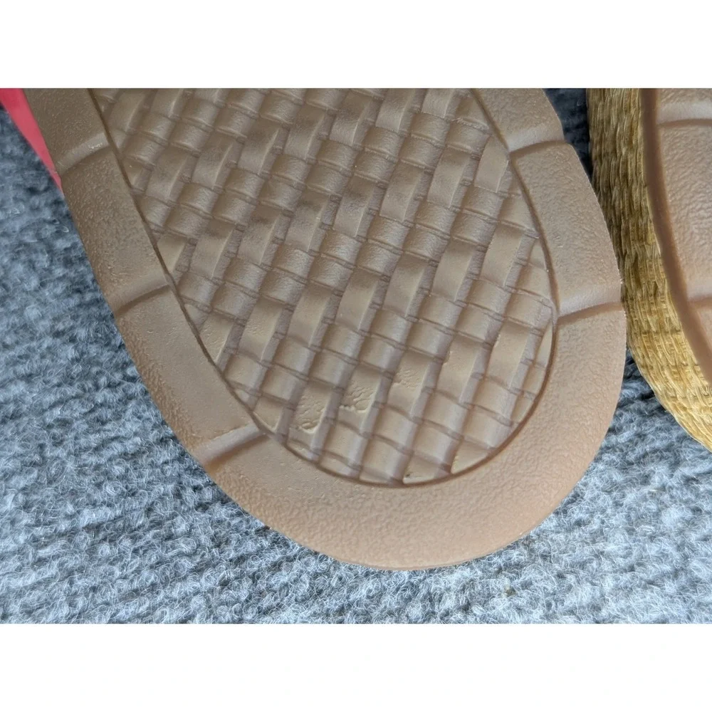 Clarks Collection Leather Slide Sandals Reileigh May Red Women's 9 W Wide